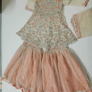 Elegant Peach and Cream party wear formal dress